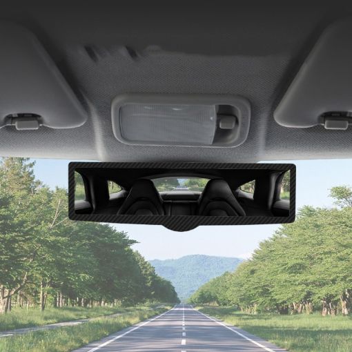 CZC-255 Carbon Fiber Rearview Mirror with Suction Cup - White Mirror - 1