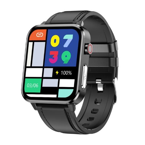 LOANIY E86 1.7" Smart Bluetooth Watch, Heart Rate Monitor, Black Leather - 1
