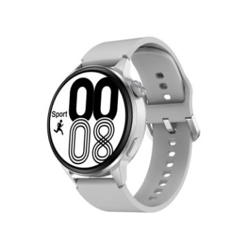 Wearkey DT4+ Smart Call Watch, 1.36" HD Screen, NFC, Silver Silicone - 1