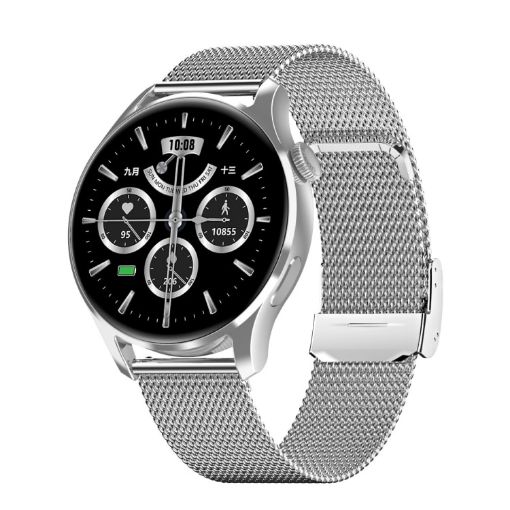 HD3 1.32" Silver Steel Smart Watch with Heart Rate & Payment Function - 1