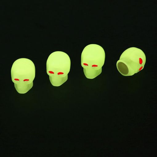 Luminous Skull Valve Cap Set for Car & Motorcycle Tires - Yellow - 1