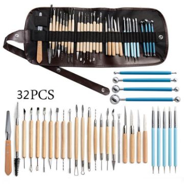 32 In 1 Pottery Tool Set for Clay and Stone Carving - DIY Combination Kit - 1