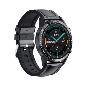 I9 1.5" Heart Rate/BP/Blood Oxygen Watch - Black Leather Strap - 1