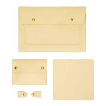 S178 3 In 1 Leather Waterproof Laptop Bag, 15" Light Yellow Liner - 1