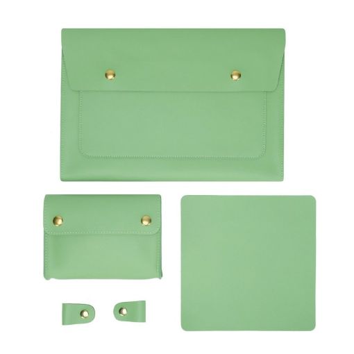 S178 3 In 1 Leather Laptop Liner Bag, 15" Waterproof, Avocado Green - 1