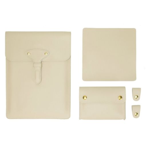 S177 3 In 1 Leather Waterproof Laptop Liner Bag, 15" Apricot - 1