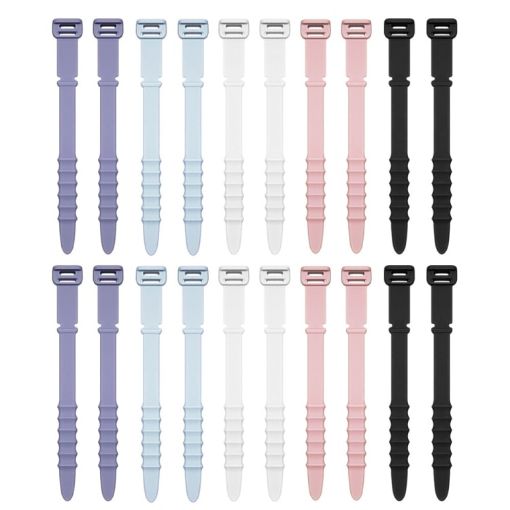 Fishbone Silicone Cable Tie Organizer - 3 Sets, 20pcs/Set, Five Colors - 1