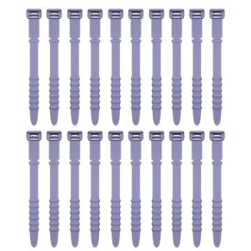 Fishbone Silicone Cable Tie Organizer - 3 Sets, 20pcs/Set, Purple - 1