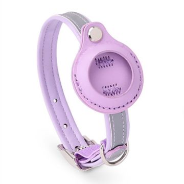 XS Purple PU Collar for Airtag Tracker - Protective Pet Cover - 1