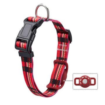Ethnic Geometric Print Pet Collar for AirTag, Size L - Red - 1