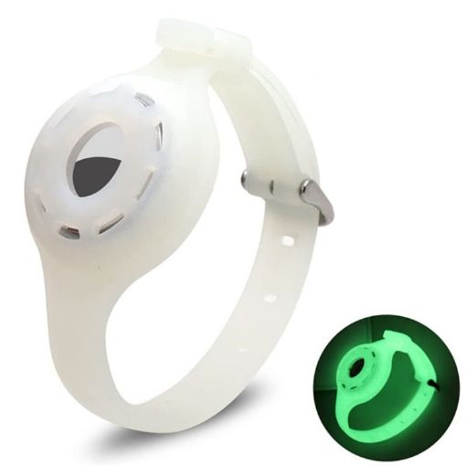 Luminous Green Pet Collar Cover for Airtag Locator, Size M - 1