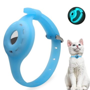 Luminous Blue Pet Collar Cover for Airtag Locator, Size L - 1