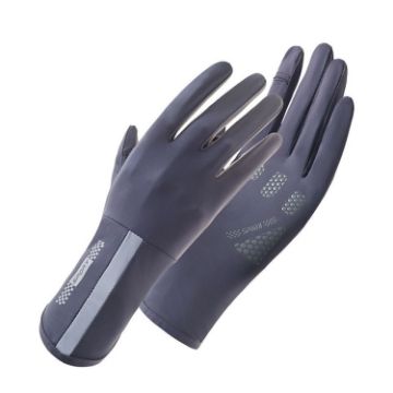 XC-14 Dark Gray Fingerless Ice Silk Gloves - Anti-UV Sunscreen, 1 Pair - 1