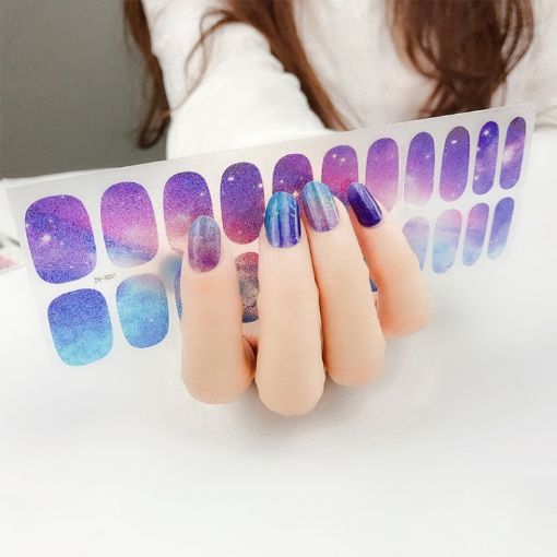Shiny Onion Powder Waterproof Nail Sticker - 22 Fingers (ZX-3031) - 1