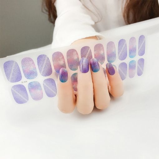 Shiny Onion Powder Waterproof Nail Sticker - 22 Fingers (ZX-3038) - 1