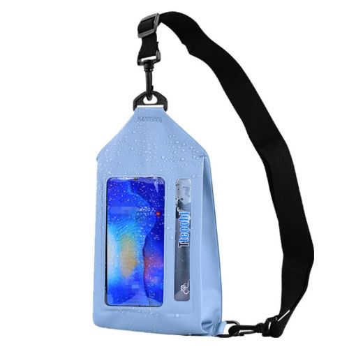 Waterproof Crossbody Phone Bag - Touch Screen, Paste Model (Gray Blue) - 1