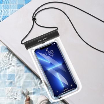 Black Waterproof TPU Mobile Phone Bag - Dustproof & Transparent for Swimming - 1