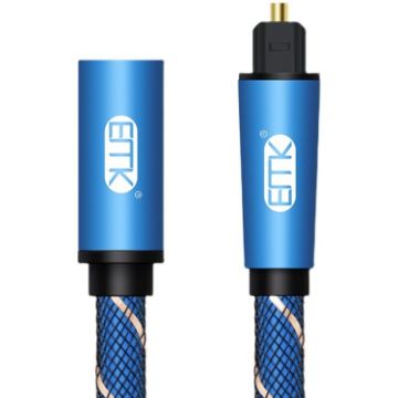 EMK 1m Blue Male to Female SPDIF Optical Audio Extension Cable - 1