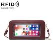 RFID Anti-theft Touch Screen Cross-Body Phone Bag Card Holder - Red Wine - 1