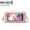 RFID Anti-theft Touch Screen Cross-Body Phone Bag Card Holder Pink - 1