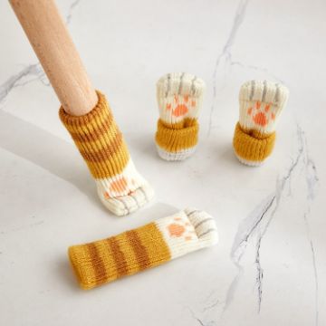 Double Knit Wear-Resisting Table Stool Leg Protective Cover Set (Brown) - 1