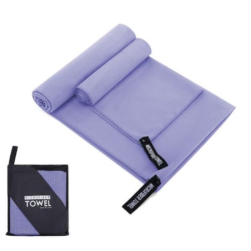Quick Dry Microfiber Sports Towel 40x80cm - Light Purple Mesh Bag - 1
