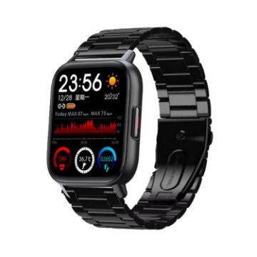 QS16Pro 1.69" Waterproof Smart Watch with Body Temp Detection - Black Steel - 1