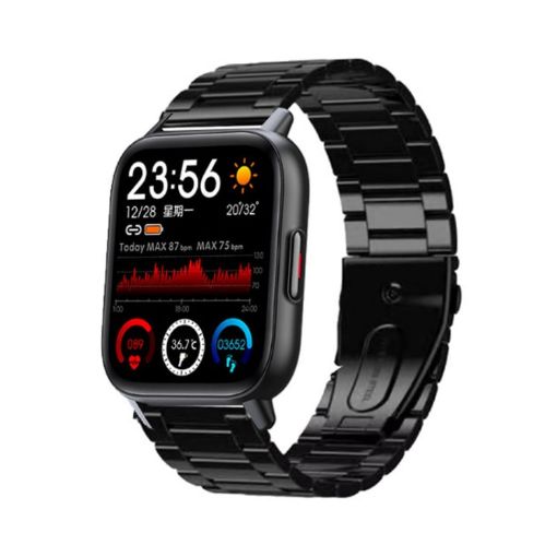 QS16Pro 1.69" Waterproof Smart Watch with Body Temp Detection - Black Steel - 1