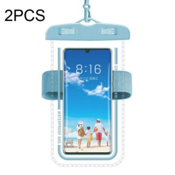 2 PCS Waterproof Armband Cell Phone Case Bag - Gray Blue - 1