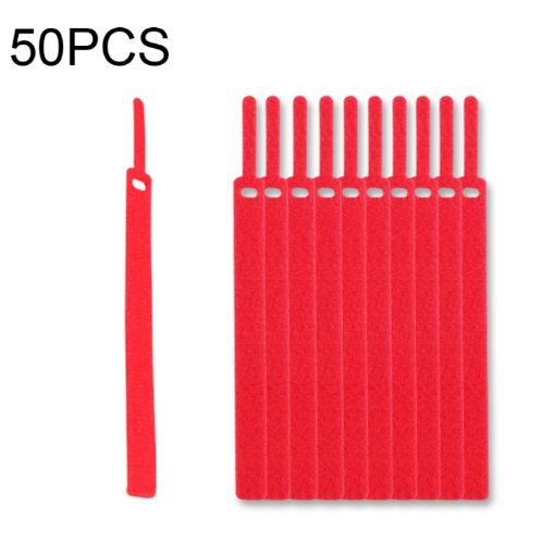 Needle Shape Self-adhesive Cable Organizer 50 PCS, 10x130mm, Red - 1