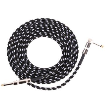 Guitar Connection Wire 0.5m Black White Noise Reduction Elbow Audio - 1