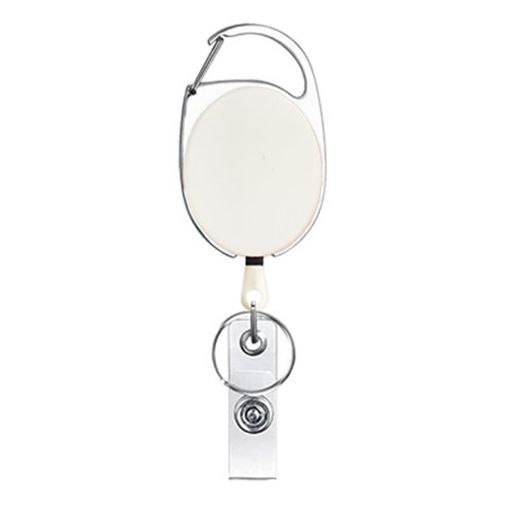 68cm Retractable Badge Reel Zinc Alloy ID Lanyard Holder (White) - 1