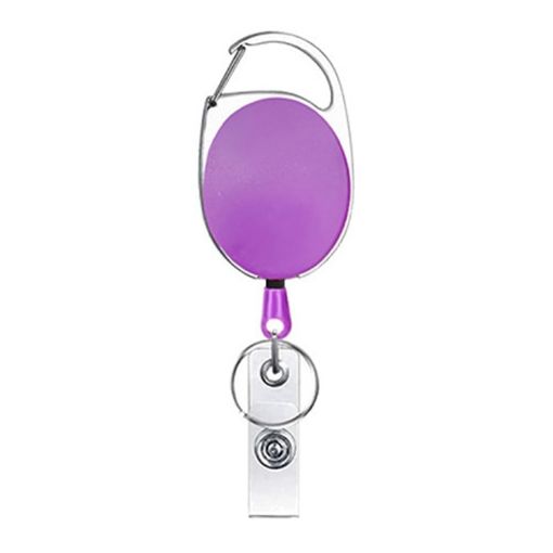 Purple 68cm Retractable Badge Reel Zinc Alloy ID Lanyard Name Tag Holder - 1