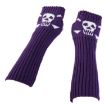 Deep Gray Jacquard Skull Fingerless Knit Ski Gloves - Warm Winter Wear - 5