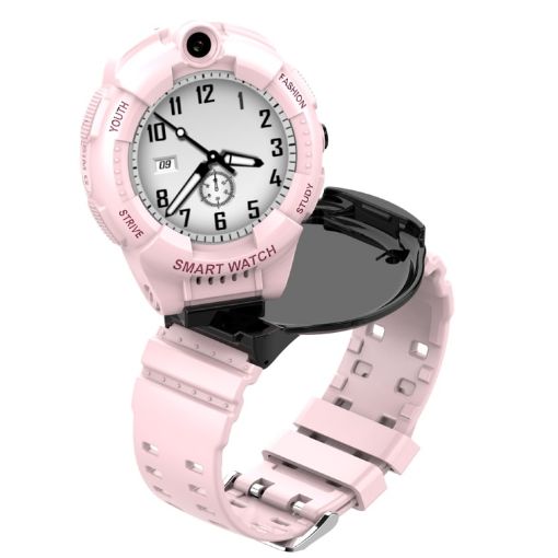 F01 1.28" 4G Rotatable Dual-Camera Kids Smart Watch with SOS - Pink - 1