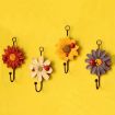 Resin Flower Wall Coat Hooks - White Home Decor Hangings - 3