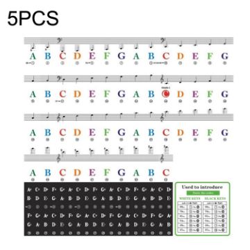 Children Piano Keyboard Stickers 5PCS - QT-0302 Musical Accessories - 1