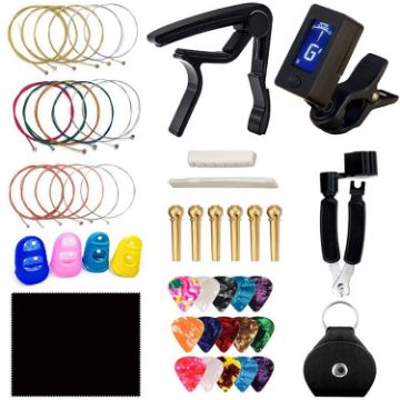34 PCS Folk Wood Bass Guitar Tuning Clip Tuner Instrument Set - 1