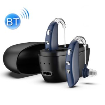 Rechargeable GM-301 Hearing Aid Sound Amplifier with Charging Pod Blue/Black - 1