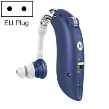 GM-105 Blue Ear-hook Rechargeable Hearing Aids, Noise Cancelling, EU Plug - 1