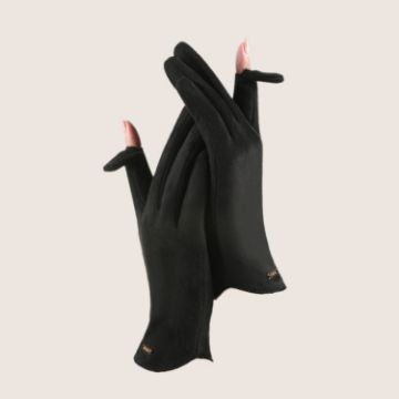 Women's Black Touch Screen Velvet Riding Gloves - One Size, Keep Warm - 1