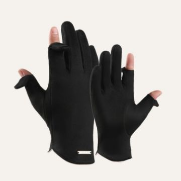 Men's Black Touch Screen Velvet Riding Gloves - One Size, Keep Warm - 1