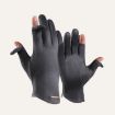 Men's Gray Touch Screen Velvet Riding Gloves - One Size, Keep Warm - 1
