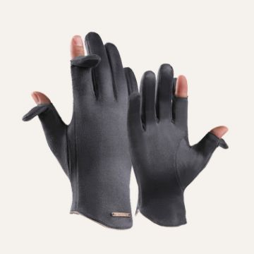 Men's Gray Touch Screen Velvet Riding Gloves - One Size, Keep Warm - 1