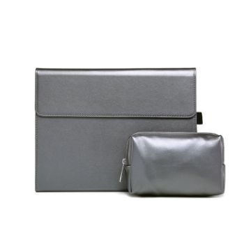 Microsoft Surface Pro 8 Tablet Case Holder - Gray Lambskin Texture + Bag - 1