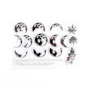 Vintage Botanical Arrangement Silicone Stamps - 5 PCS Moon Phase Set - 1