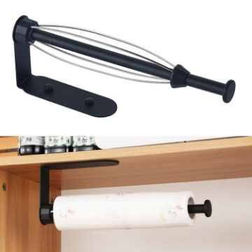 Black Stainless Steel Roll Paper Holder with Damping Effect - Towel Bar - 1