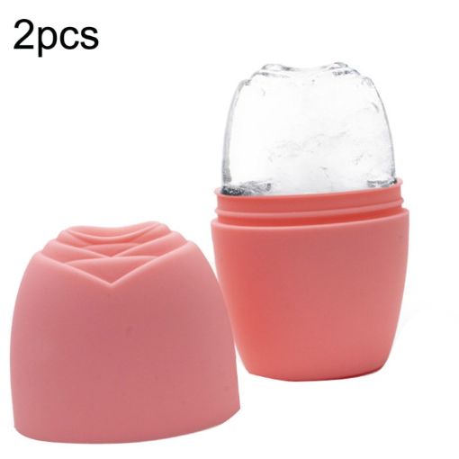 2pcs L-03-01 Face Ice Roller Massage Tray - Vitality Orange Silicone - 1