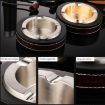 HONEST Cigar Ashtray Metal Cowhide Leather, White+Black Skin - 4