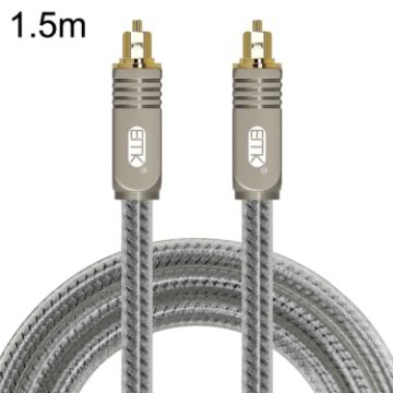 EMK YL/B 1.5m Transparent Gray Optical Fiber Audio Cable Square to Square - 1